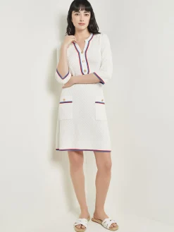 New Above the Knee Sheath Dress - Intarsia Soft Knit Dresses