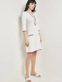 New Above the Knee Sheath Dress - Intarsia Soft Knit Dresses