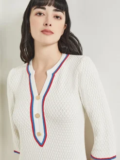 New Above the Knee Sheath Dress - Intarsia Soft Knit Dresses