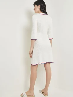 New Above the Knee Sheath Dress - Intarsia Soft Knit Dresses