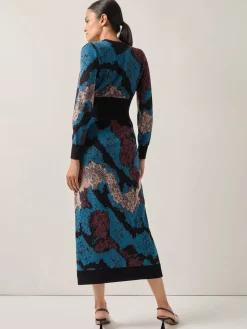 Sale Abstract Sheath Jacquard Knit Maxi Dress Dresses