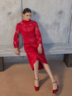 Discount A-Line Jacquard Knit Maxi Dress Dresses