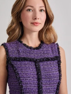 Best A-Line Princess Seam Fringe Trim Knit Dress Dresses