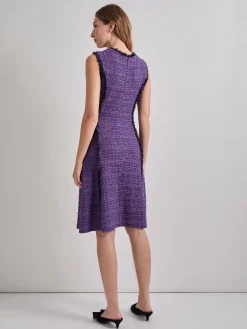 Best A-Line Princess Seam Fringe Trim Knit Dress Dresses