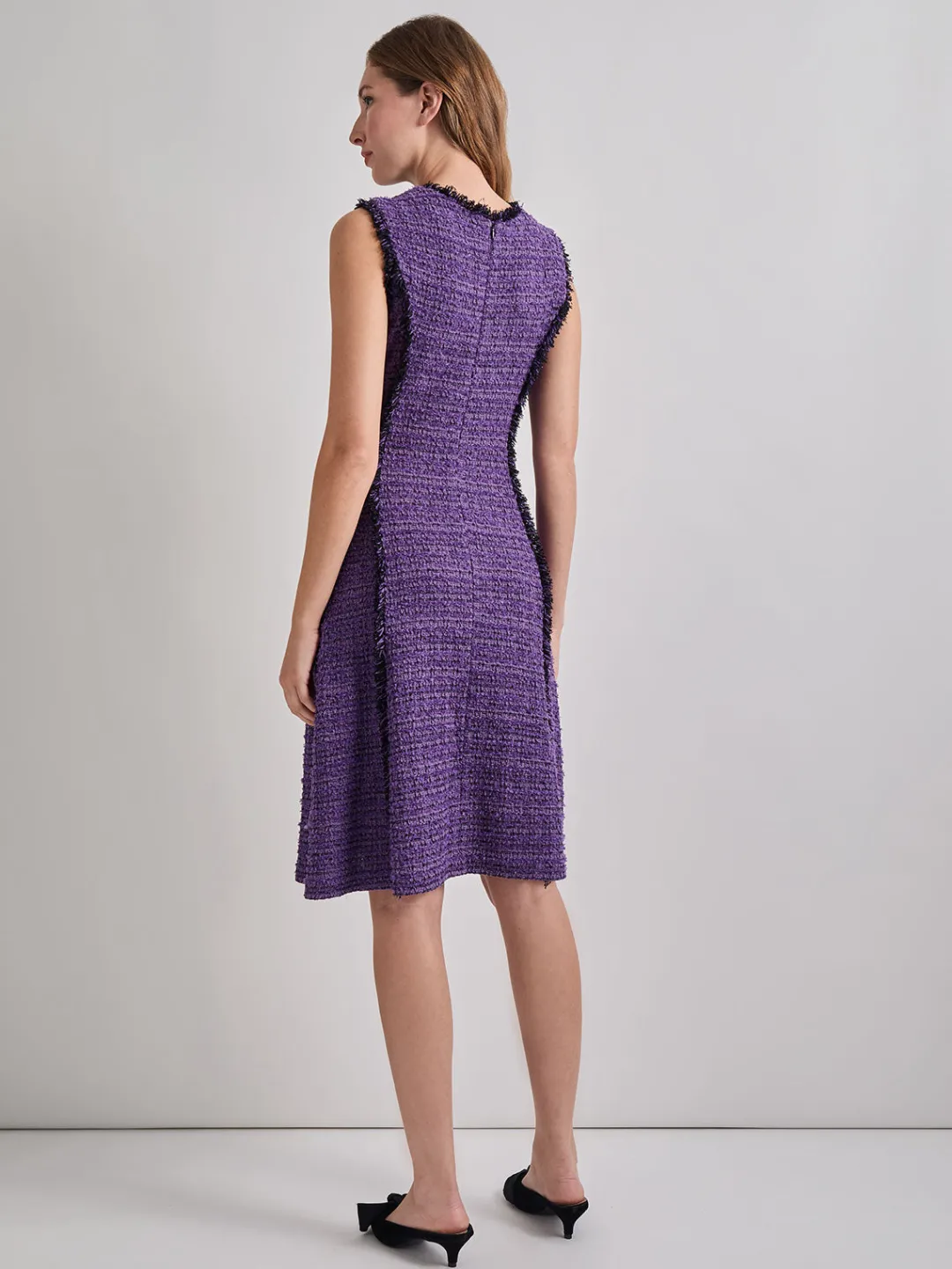 Best A-Line Princess Seam Fringe Trim Knit Dress Dresses