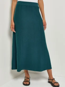 Sale A-Line Textural Stripe Cashmere Midi Skirt Skirts