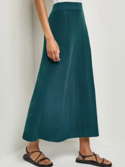 Sale A-Line Textural Stripe Cashmere Midi Skirt Skirts