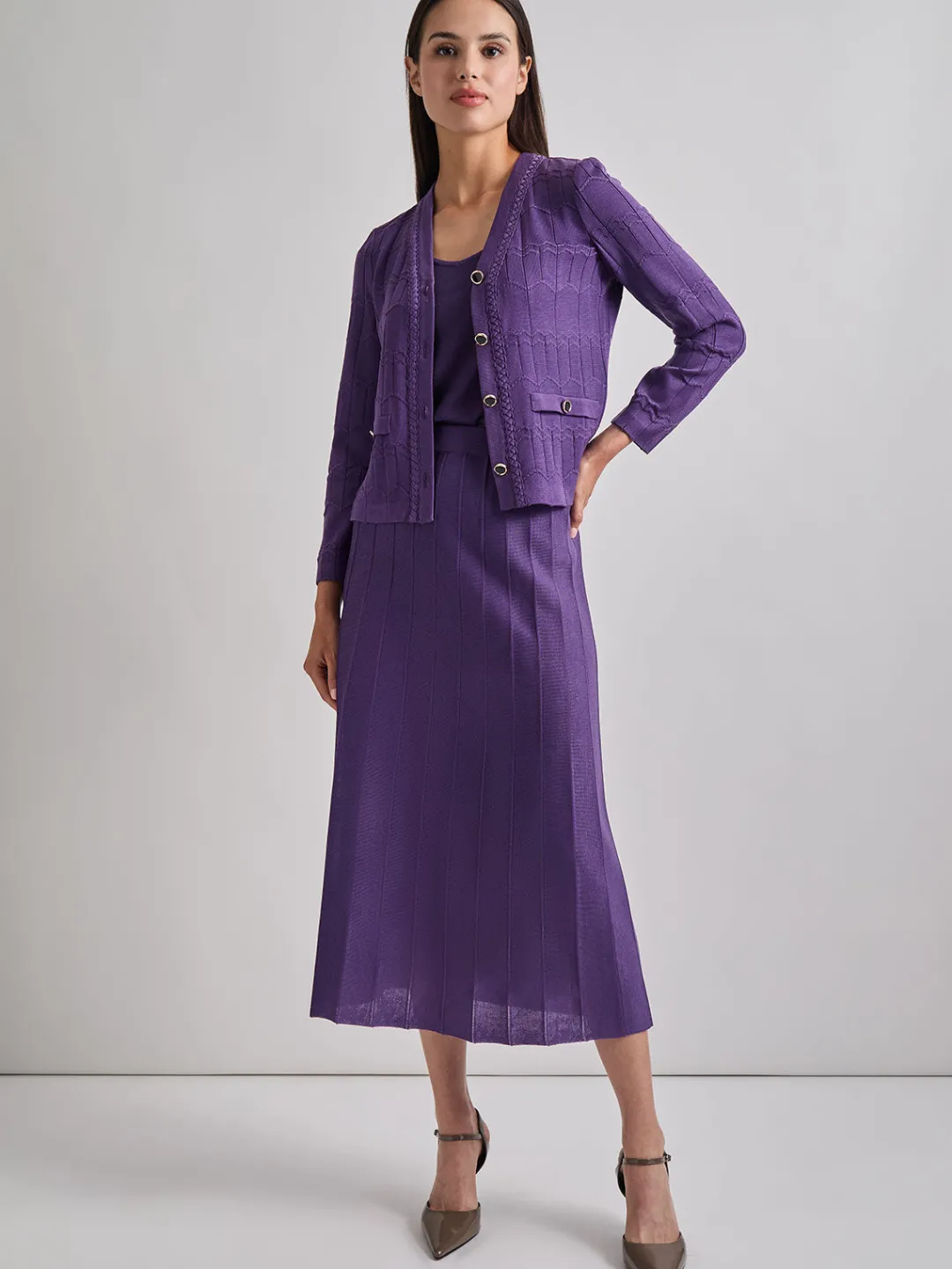 Clearance A-Line Tonal Spaced Rib Knit Maxi Skirt Skirts
