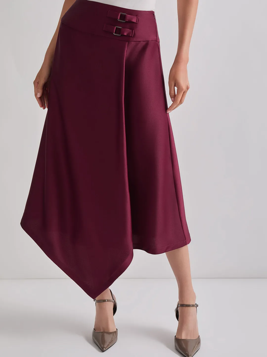 Discount Asymmetrical Crepe de Chine Maxi Skirt Skirts