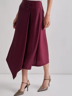 Discount Asymmetrical Crepe de Chine Maxi Skirt Skirts