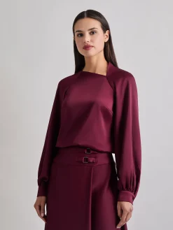 Fashion Asymmetrical Neckline Crepe de Chine Blouse Blouses & Shirts|Tops & Tees