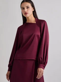 Fashion Asymmetrical Neckline Crepe de Chine Blouse Blouses & Shirts|Tops & Tees
