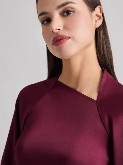 Fashion Asymmetrical Neckline Crepe de Chine Blouse Blouses & Shirts|Tops & Tees