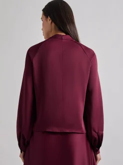 Fashion Asymmetrical Neckline Crepe de Chine Blouse Blouses & Shirts|Tops & Tees