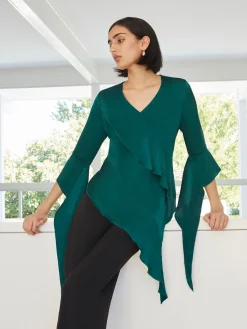 Fashion Asymmetrical Ruffle Blouse - Crepe De Chine Blouses & Shirts|Tops & Tees