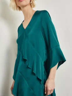 Fashion Asymmetrical Ruffle Blouse - Crepe De Chine Blouses & Shirts|Tops & Tees