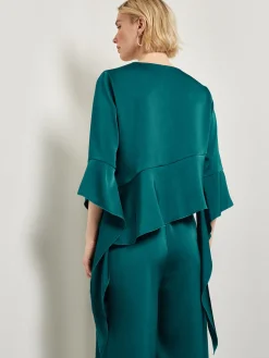 Fashion Asymmetrical Ruffle Blouse - Crepe De Chine Blouses & Shirts|Tops & Tees