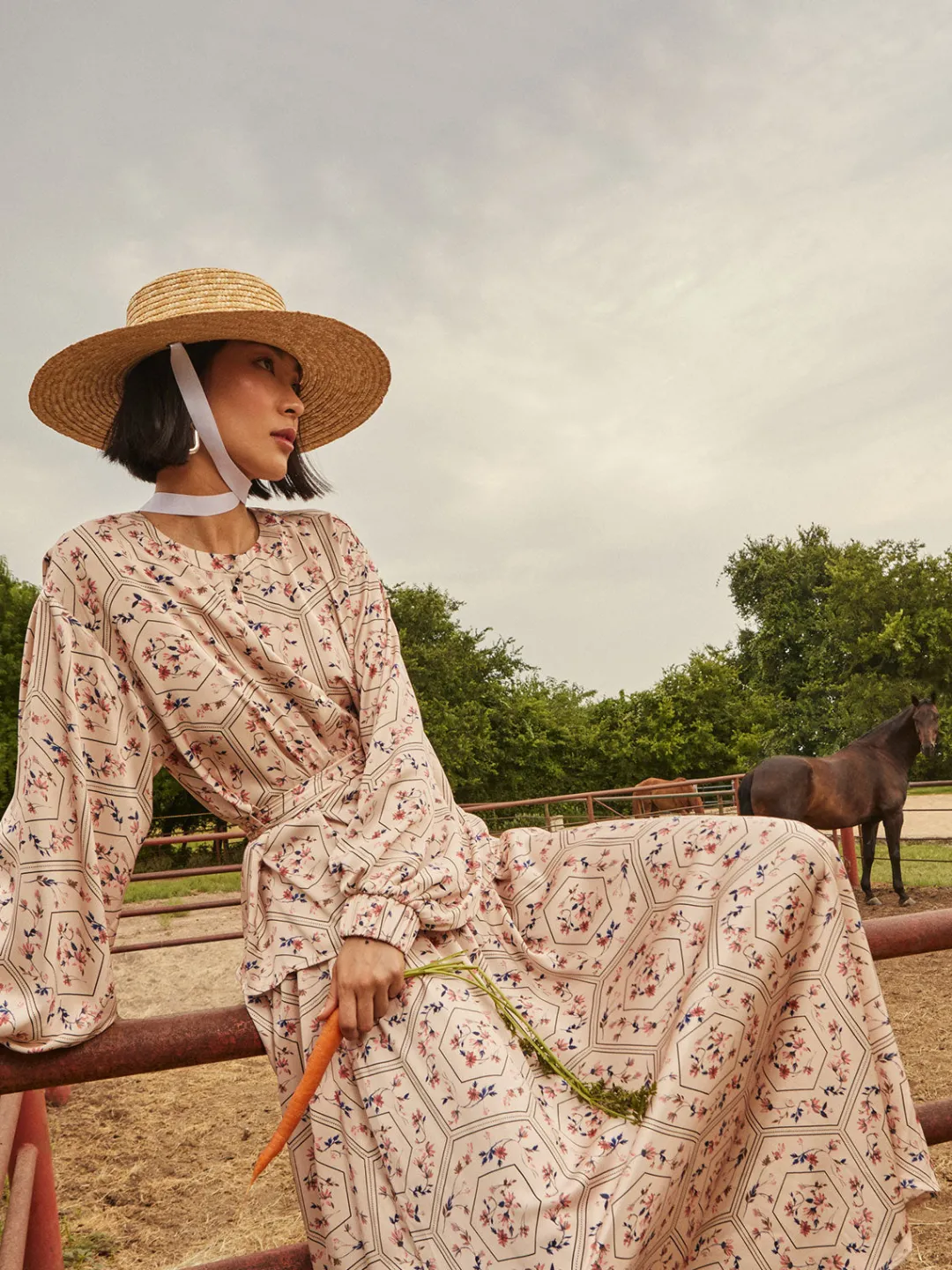 Best Balloon Sleeve Belted Blouse - Floral Print Crepe de Chine Blouses & Shirts|Tops & Tees
