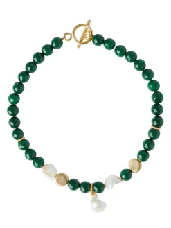 New Baroque Mother of Pearl and Green Jade Necklace Accessories|Necklaces