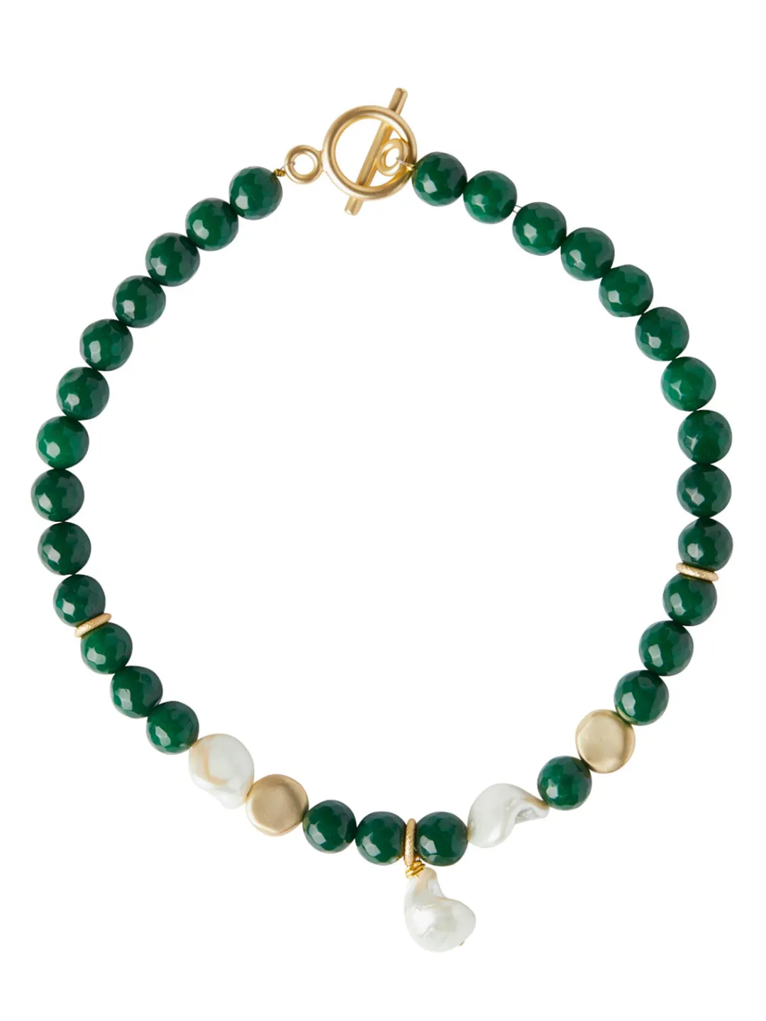 New Baroque Mother of Pearl and Green Jade Necklace Accessories|Necklaces