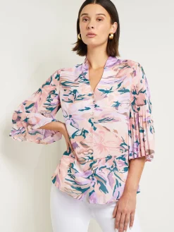 Best Bell Sleeve Blouse - Pleated Blouse | Blouses & Shirts|Tops & Tees
