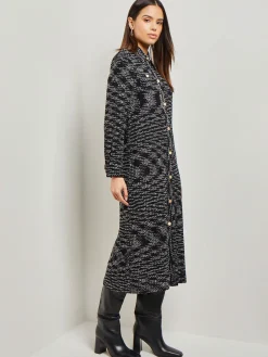 Best Belted Button Front Tweed Knit Midi Dress Dresses