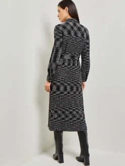 Best Belted Button Front Tweed Knit Midi Dress Dresses