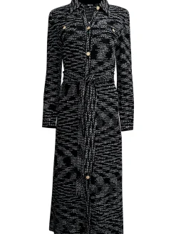 Best Belted Button Front Tweed Knit Midi Dress Dresses