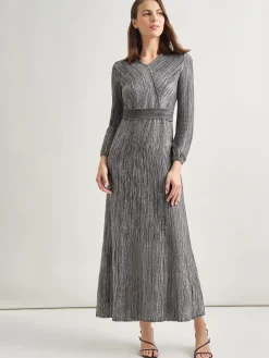 Fashion Bishop Sleeve Jacquard Knit Maxi Dress Dresses