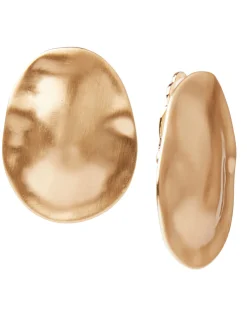 Sale Brushed Satin 18K Gold Oval Clip Earrings Accessories|Earrings
