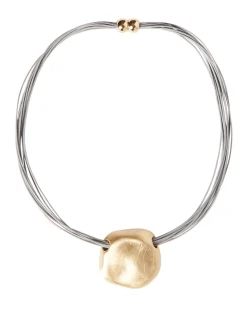 Outlet Brushed Satin 18K Gold Slide Grey Cord Necklace Accessories|Necklaces