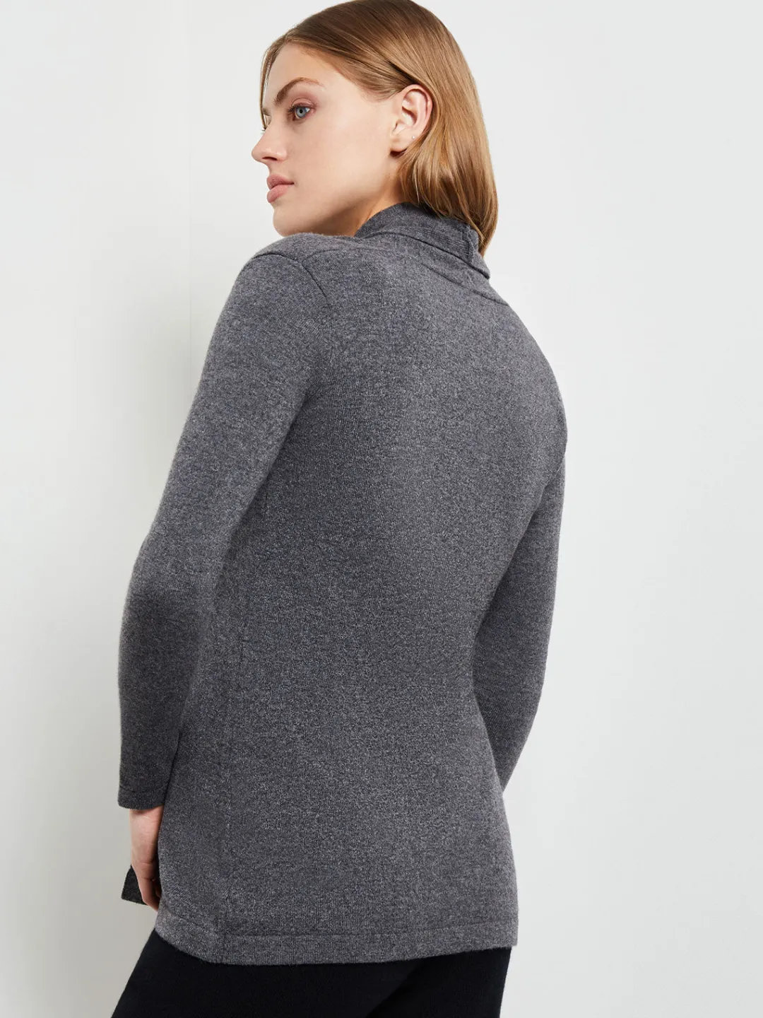 Fashion Buckle Detail Shawl Collar Cashmere Cardigan Jackets & Coats