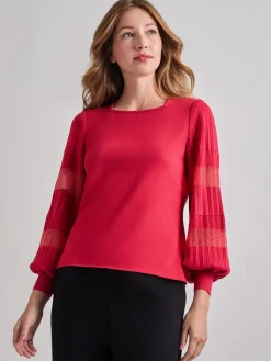 Clearance Burnout Accent Bishop Sleeve Soft Knit Tunic Tops & Tees
