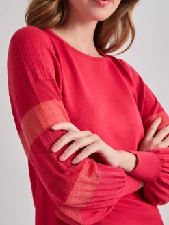 Clearance Burnout Accent Bishop Sleeve Soft Knit Tunic Tops & Tees