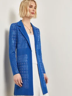 Hot Burnout Floral Pattern Knit Jacket Jackets & Coats