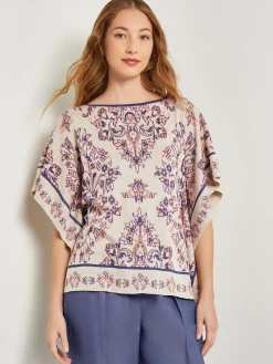 Clearance Cape Sleeve Tunic - Soft Jacquard Knit Tops & Tees