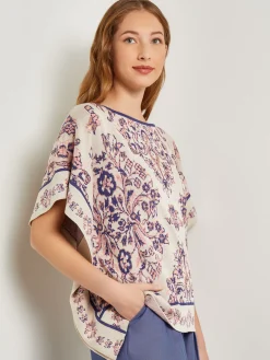 Clearance Cape Sleeve Tunic - Soft Jacquard Knit Tops & Tees