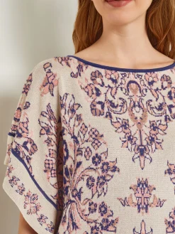 Clearance Cape Sleeve Tunic - Soft Jacquard Knit Tops & Tees
