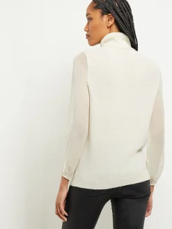 Sale Chiffon Sleeve Cashmere Turtleneck Tops & Tees
