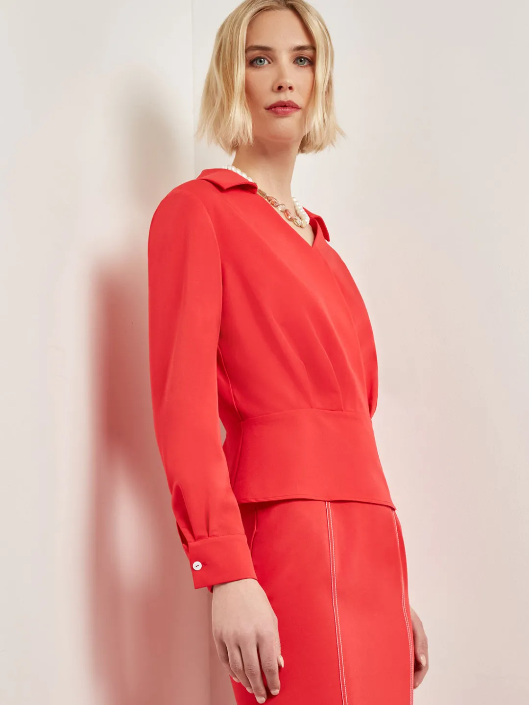 Best Collared Surplice Neck Blouse - Peplum Woven Blouses & Shirts|Tops & Tees