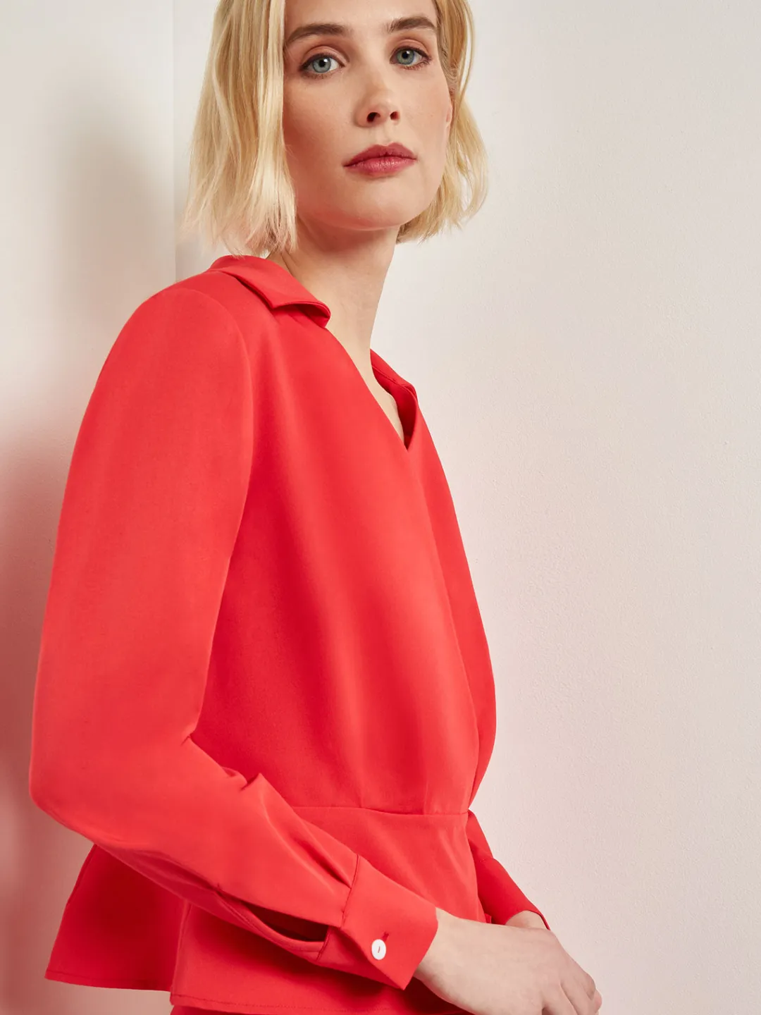 Best Collared Surplice Neck Blouse - Peplum Woven Blouses & Shirts|Tops & Tees