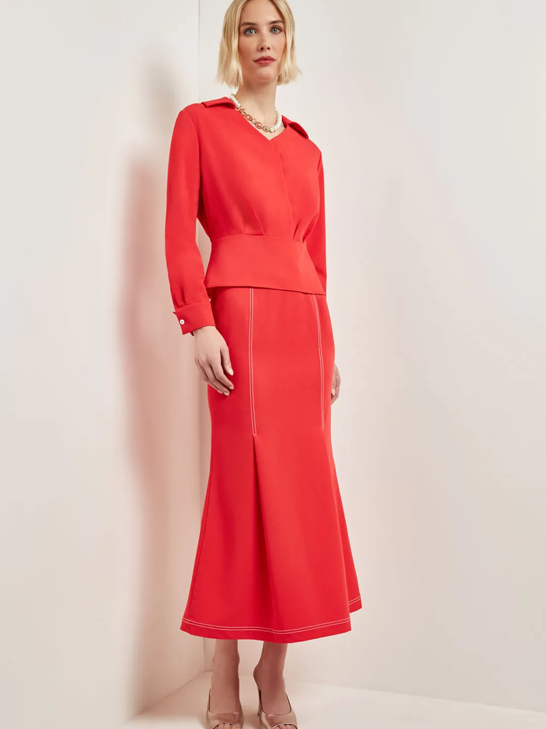 Best Collared Surplice Neck Blouse - Peplum Woven Blouses & Shirts|Tops & Tees