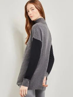 Fashion Colorblock Cashmere Turtleneck Tunic Tops & Tees