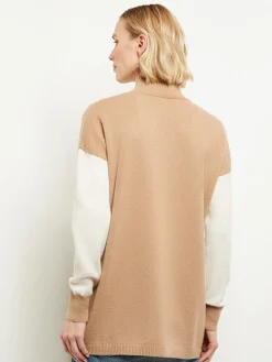 Best Colorblock Cashmere Turtleneck Tunic Tops & Tees