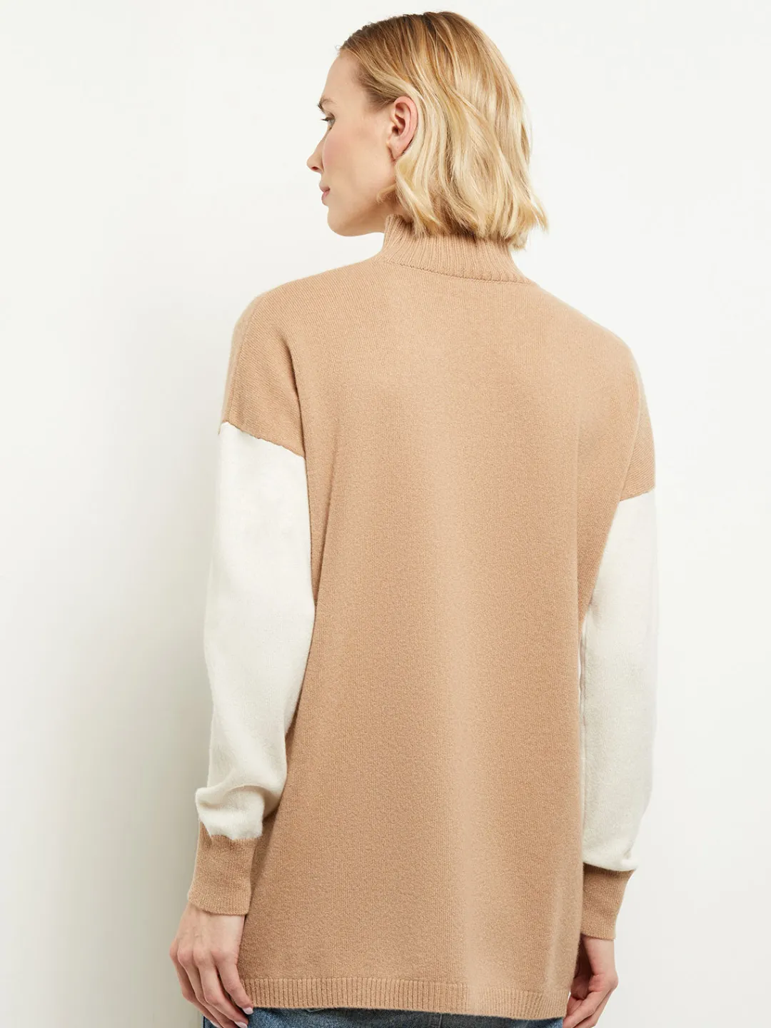 Best Colorblock Cashmere Turtleneck Tunic Tops & Tees