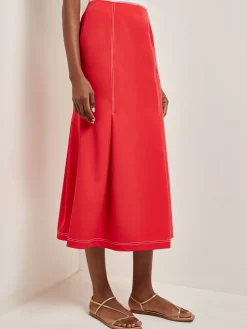 Clearance Contrast Stitch Midi Trumpet Skirt Skirts