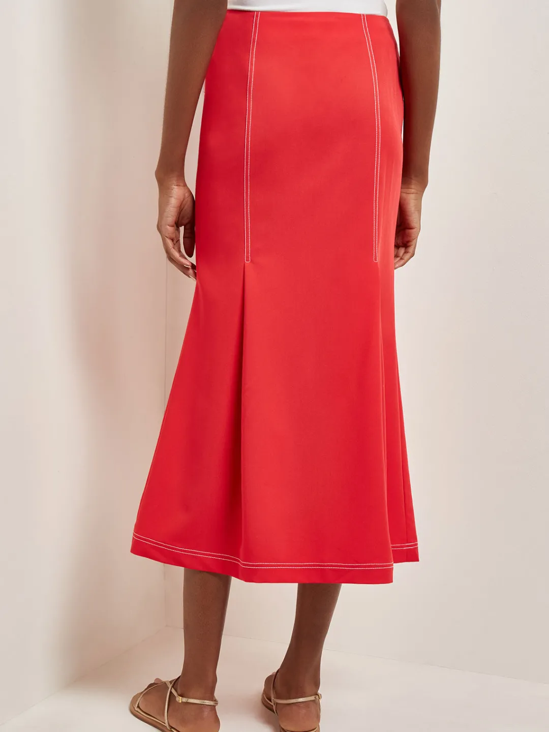 Clearance Contrast Stitch Midi Trumpet Skirt Skirts