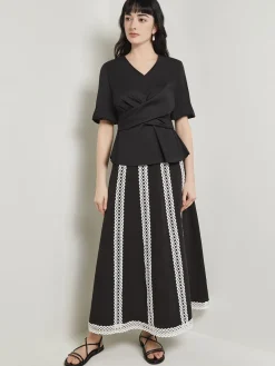 Discount Crossover Peplum Blouse - Puff Sleeve Woven Blouses & Shirts|Tops & Tees