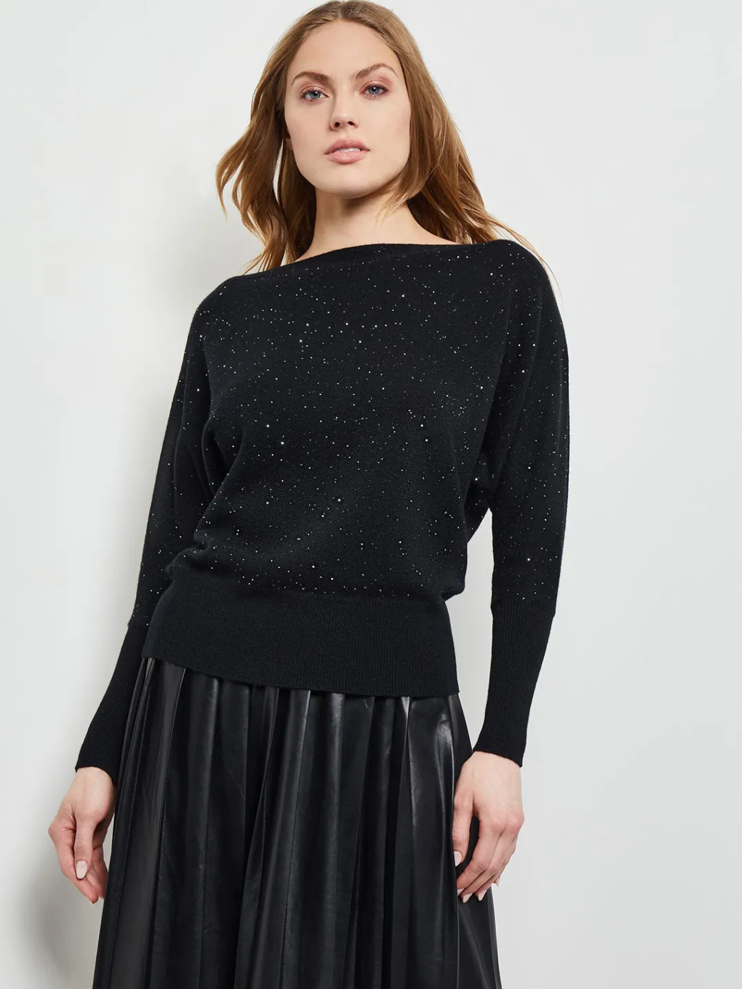 Fashion Dolman Sequin Cashmere Sweater Tops & Tees