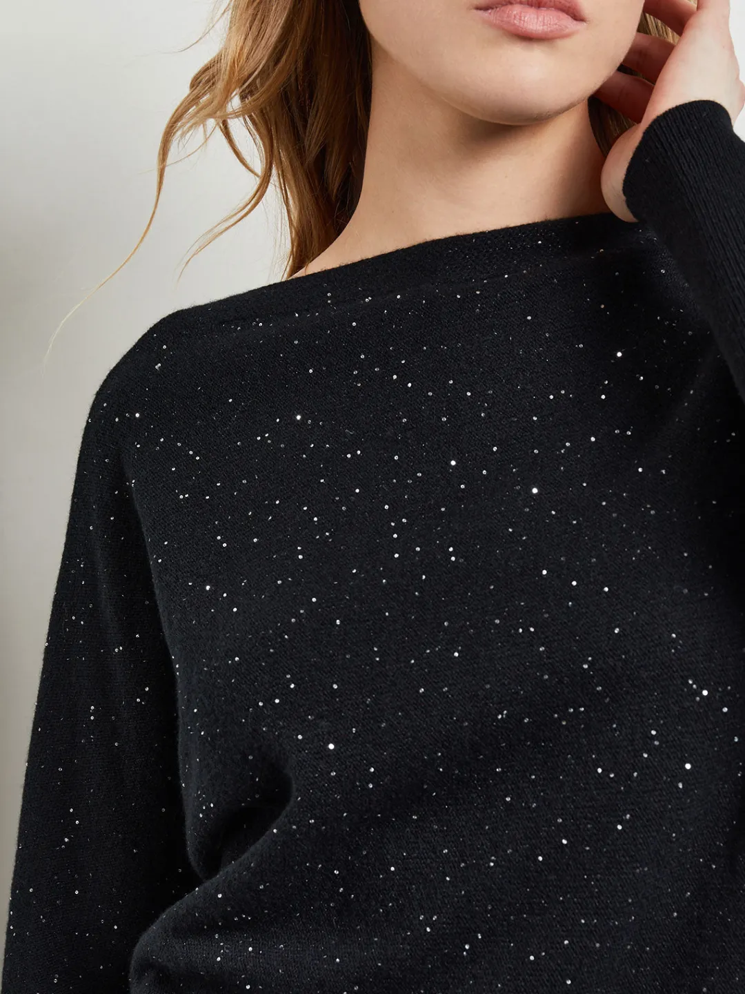 Fashion Dolman Sequin Cashmere Sweater Tops & Tees
